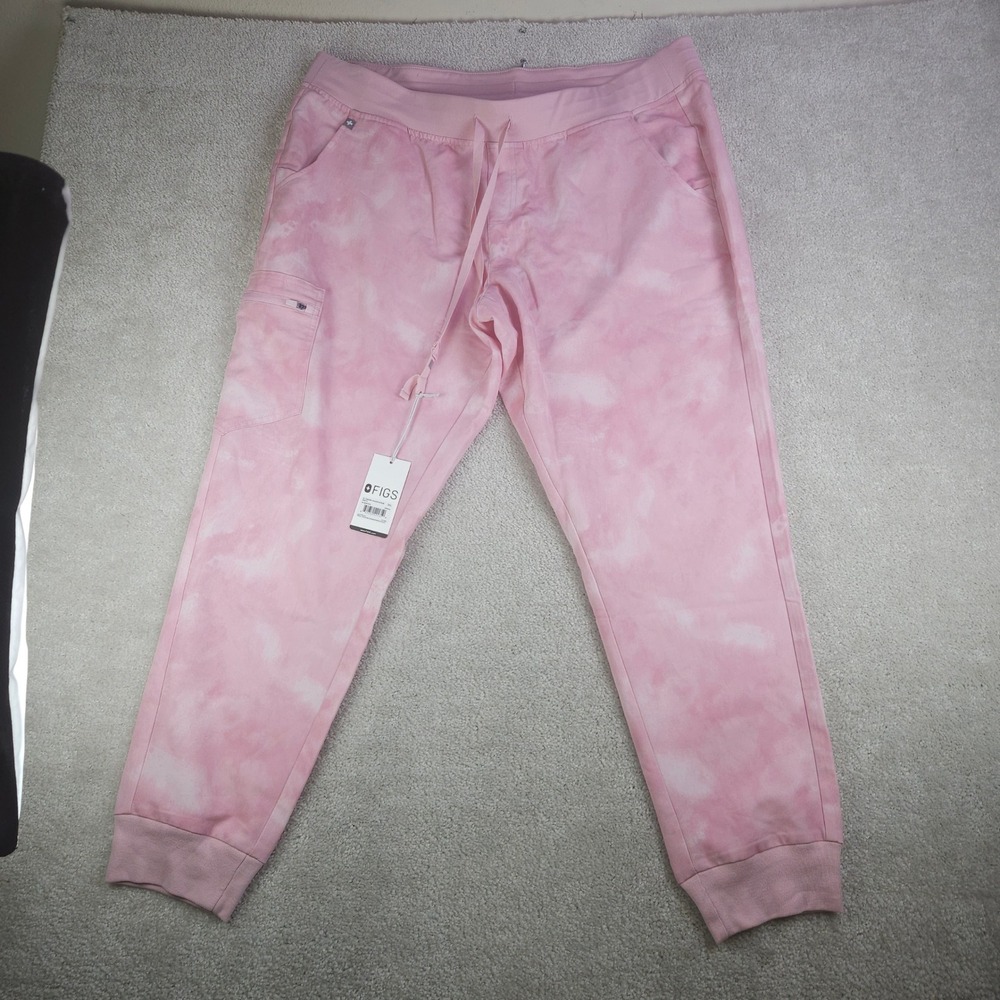 FIGS Zamora Jogger Scrubs Womens XXL Pink Tie Dye High Rise Medical Vet Dental